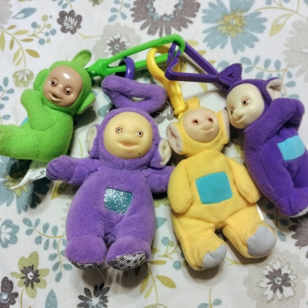 4 Vintage Teletubby Dolls & Clips